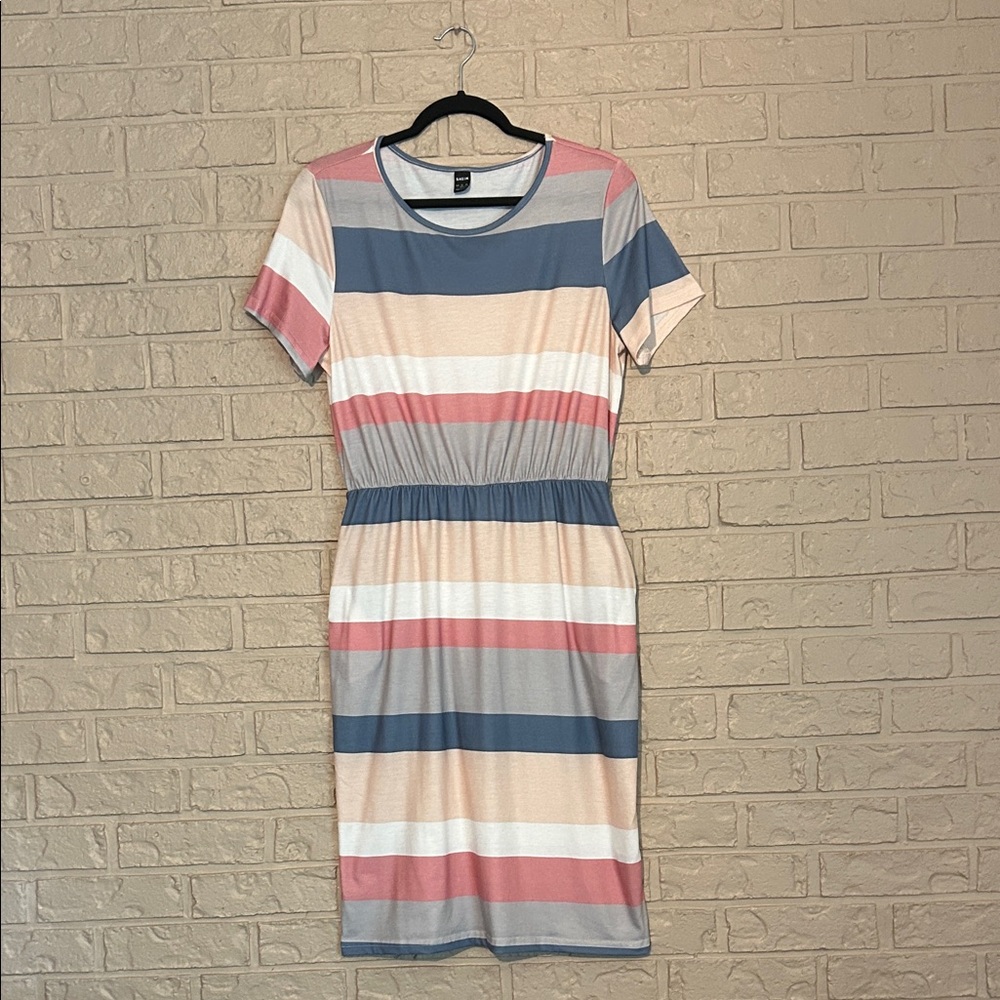 Striped Knee Length Dress Size Large
